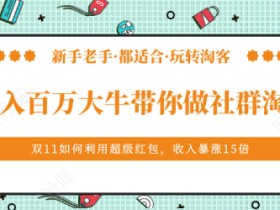 月佣金20万大牛带你做社群淘客,完全新手可操作的项目【视频教程】