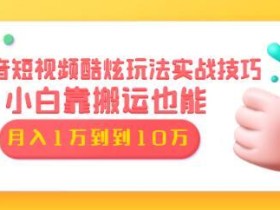 抖音短视频搬运玩法高级技巧,小白也能做到月入1万+【视频教程】