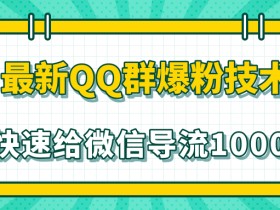 2020最新QQ群爆粉技术,快速给微信导流1000人技术【视频教程】
