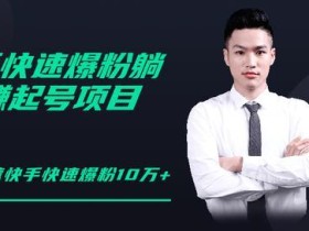 日剪辑100+视频,快手零基础起号爆粉10W+,月赚20000+【视频教程】
