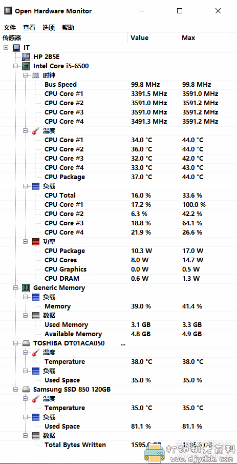 最好用的电脑温度监控工具之一 Open Hardware Monitor v0.9.2汉化单文件版 pic No.1 最好用的电脑温度监控工具之一 Open Hardware Monitor v0.9.2汉化单文件版 配图 No.1