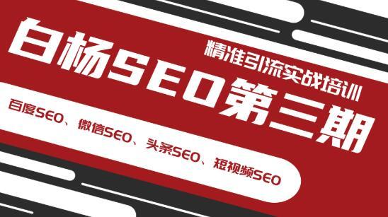 白杨大平台SEO精准引流(百度SEO、微信SEO、头条SEO、短视频SEO)第三期 实战培训内部课程 pic 白杨大平台SEO精准引流(百度SEO、微信SEO、头条SEO、短视频SEO)第三期 实战培训内部课程 配图