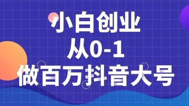 抖音从养号到百万大号运营，带货变现手法全解（蛋解创业）【视频教程】 配图