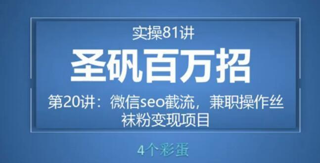 81个副业实战赚钱项目（圣矾百万招）20：微信seo截流获取丝袜粉变现项目 配图