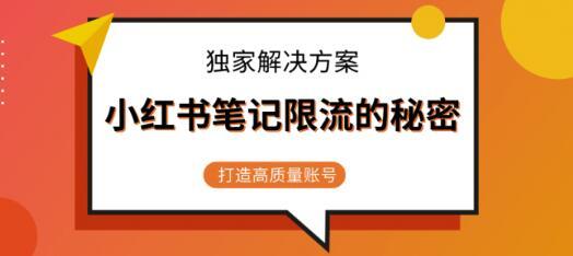 小红书被限流独家解决方案,打造高质量账号,小红书笔记限流的秘密【视频教程】 pic 小红书被限流独家解决方案,打造高质量账号,小红书笔记限流的秘密【视频教程】 配图
