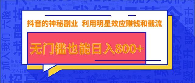 抖音0门槛日入800+的神秘项目大揭秘，利用明星效应赚钱和截流【视频教程】 配图
