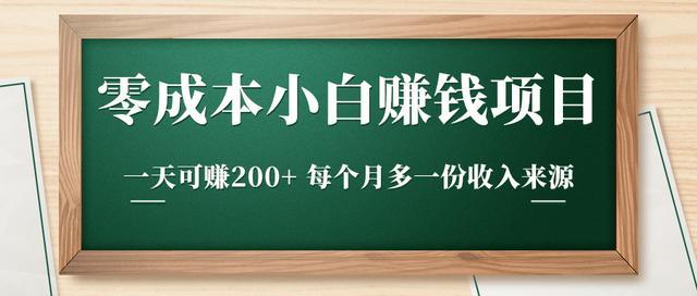 零成本小白赚钱实操项目，一天可赚200+每个月多一份收入来源 配图