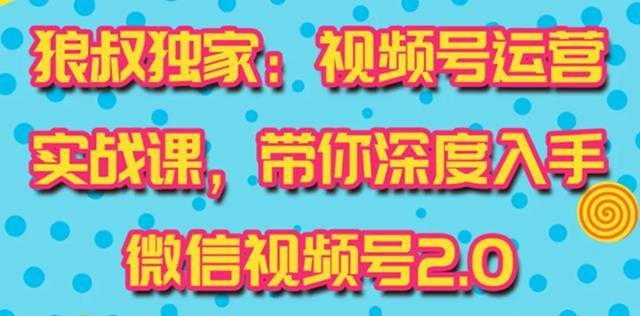 狼叔视频号运营实战课2.0，市面上最新最全玩法，快速吸粉吸金【视频教程】 配图