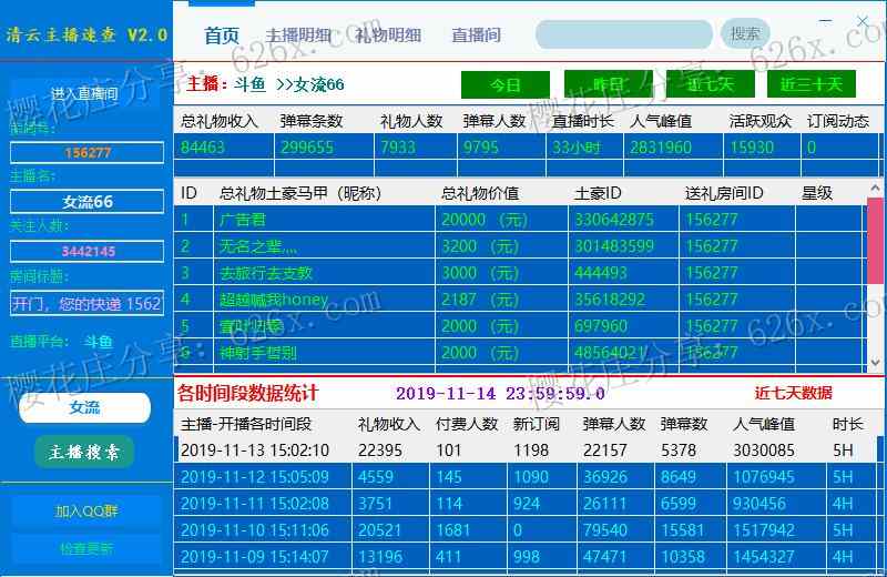 各平台主播礼物榜收入查询工具：清云主播速查V2.1，还可以看直播 配图 No.1